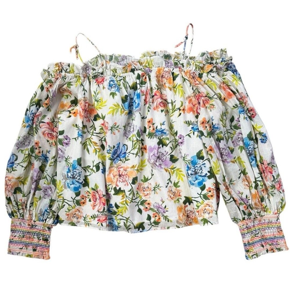 Alice + Olivia Tereza Floral Print Off Shoulder Top Size Large Women’s